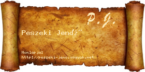 Peszeki Jenő névjegykártya